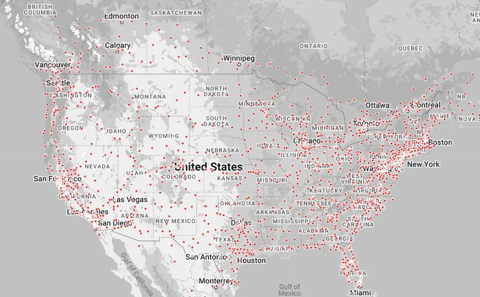 Tesla Supercharger map 2024
