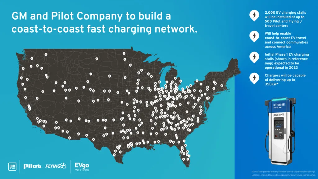 Featured image for GM Is Partnering With EVgo and Pilot/Flying J Truck Stops to Install 2,000 EV Chargers