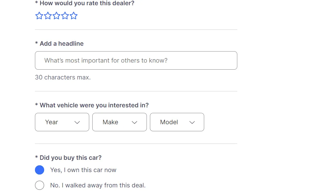 car dealership reviews