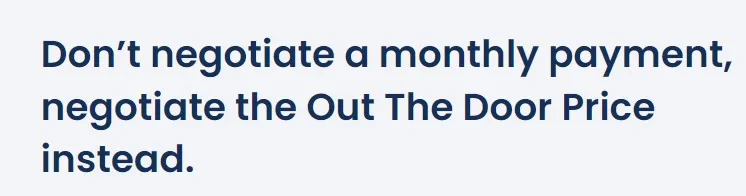 questions to ask when buying a car: OTD price