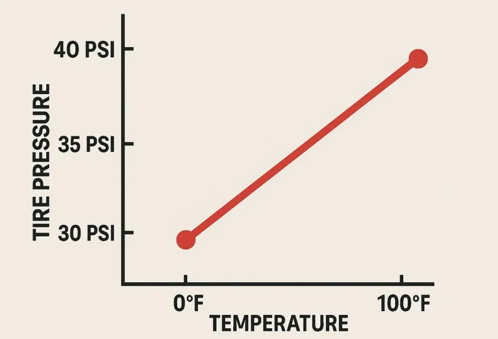 how tire pressure changes with temperature