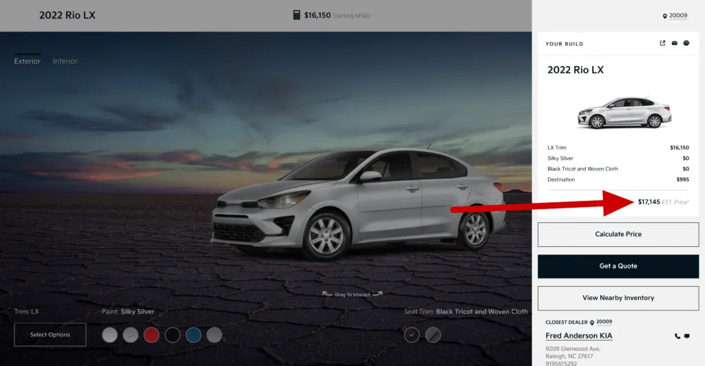 Kia Rio Under $20,000