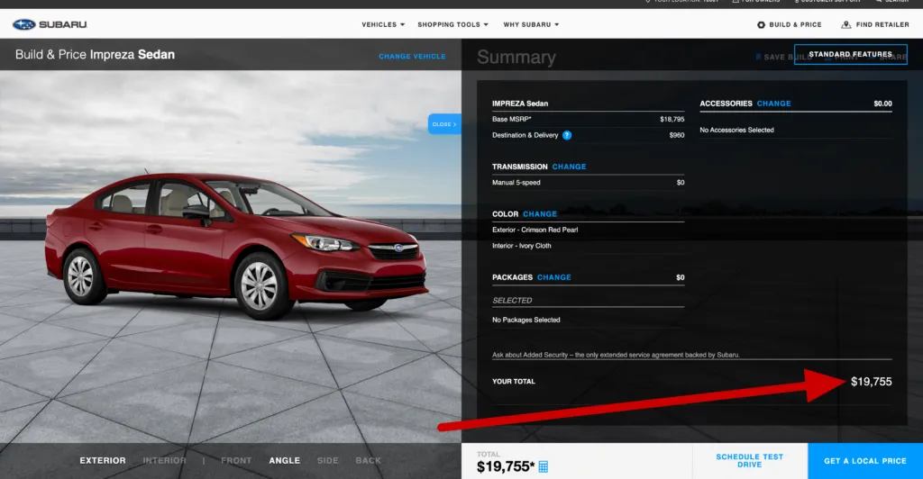 Subaru Impreza Under $20,000